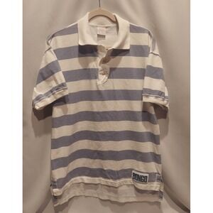 Bongo Mens Blue & White Striped Vintage Oversized Polo Size‎ Small